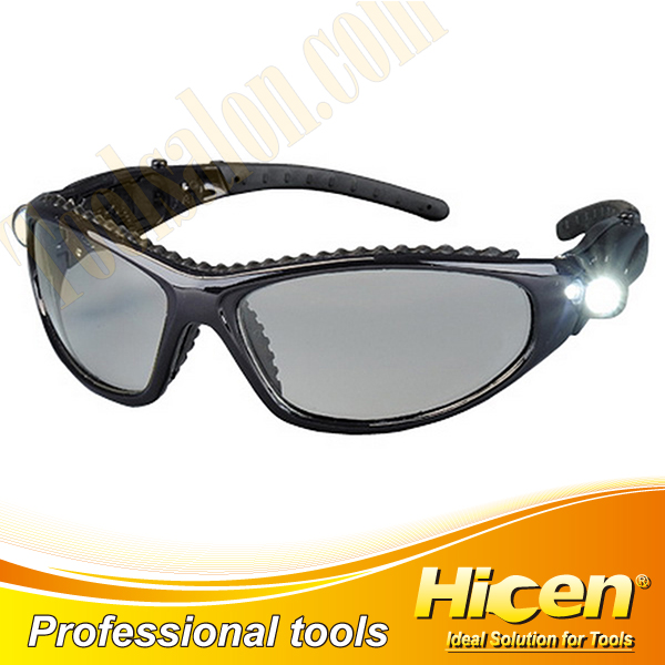 PC Lens Rubber Coated Legs Safety Glasses with LED Lights