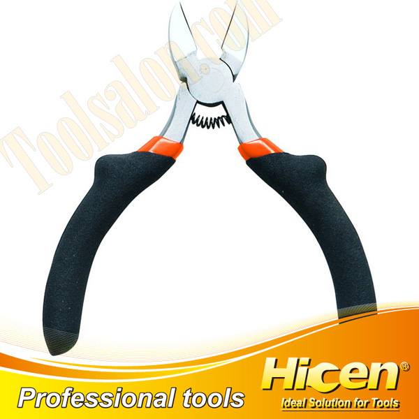 Mini Diagonal Cutting Pliers with Round Spring and Raised Shoulder