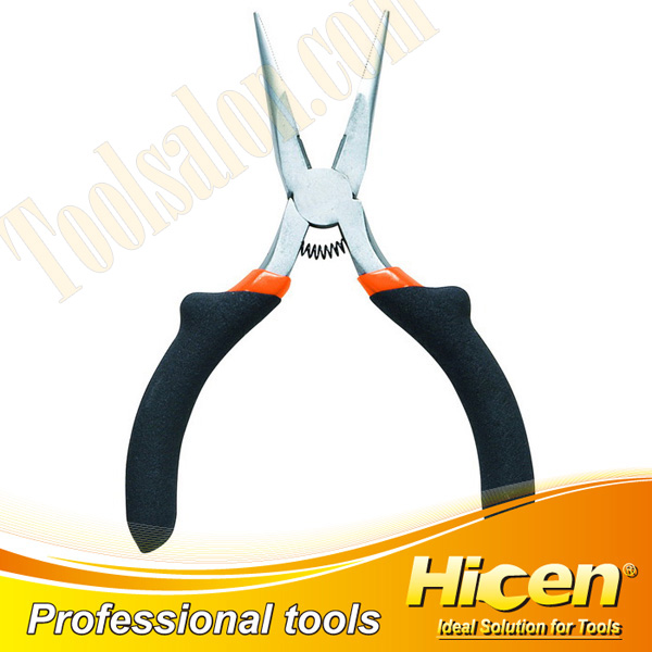 Mini Long Nose Pliers with Round Spring and Raised Shoulder