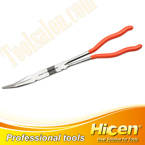 S Type Dipped Handle Extra Long Double X 45 Degree Bent Nose Pliers