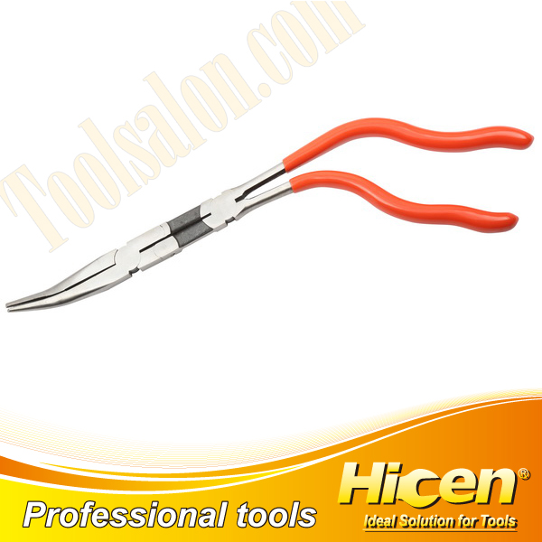 Gun Type Dipped Handle Double Joints Long Reach Pliers Bent Nose S handle