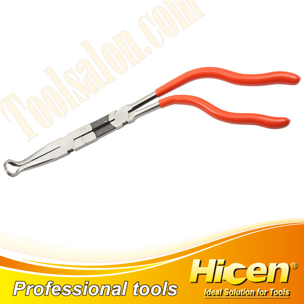 Gun Type Dipped Handle Double X Long Reach Pliers With Round Tip 13MM