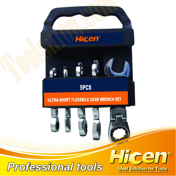 5PCS Ultra-Short Flexible Gear Wrench Set