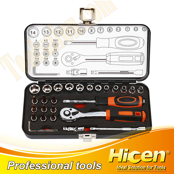 28 Pcs 1/4''DR. Socket Set With Metal Case