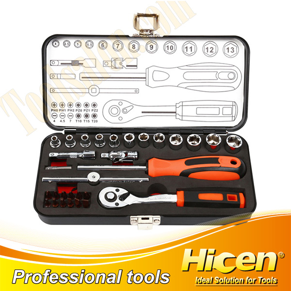 30 Pcs 1/4''DR. Socket Set With Metal Case