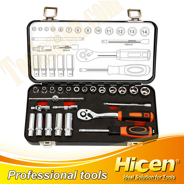 24 Pcs 1/4''DR. Socket Set With Metal Case