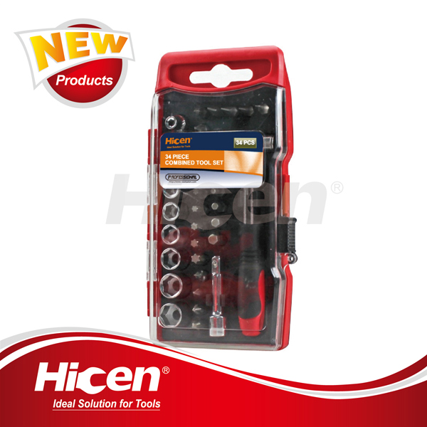 34pcs Socket And Screwdriver Bit Set With Adaptor