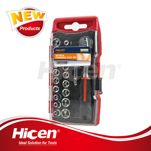 20pcs Combined Socket Set with Bi-color Ratchet Handle