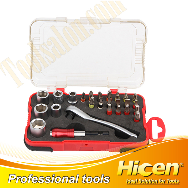 26pcs Screwdriver Bit and Socket Set with Quick Release Adaptor