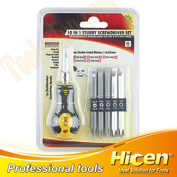 10 In 1 Stubby Screwdriver Set with Changeable Blade