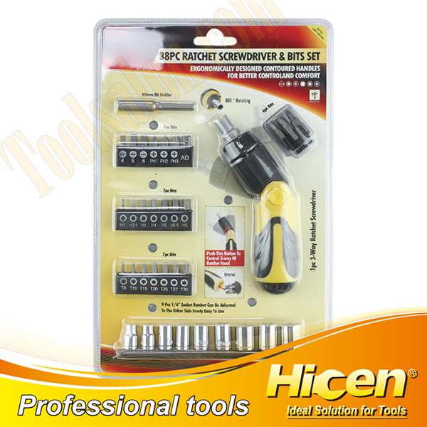 38 PCS Ratchet Screwdriver Bit And Socket Set