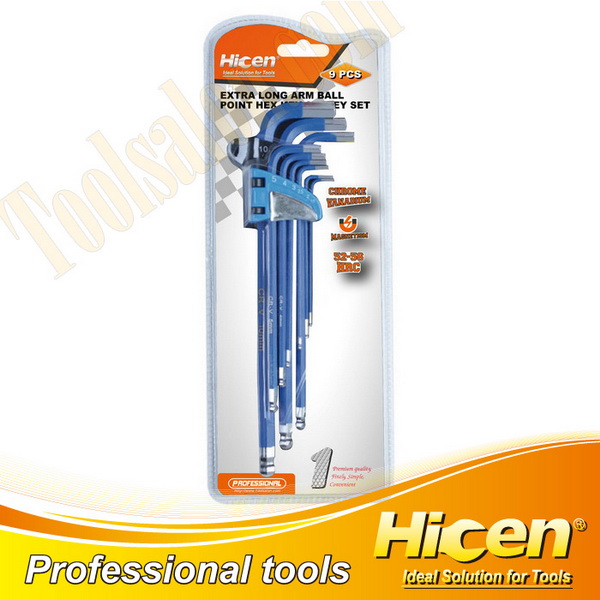 9pcs Extra Long Arm Ball Point Hex Key Set