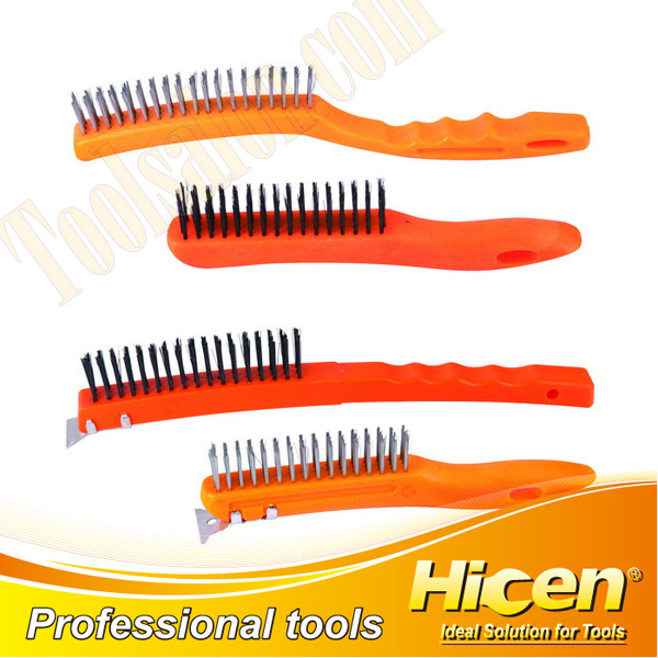 Plastic Handle Wire Brush with Scraper