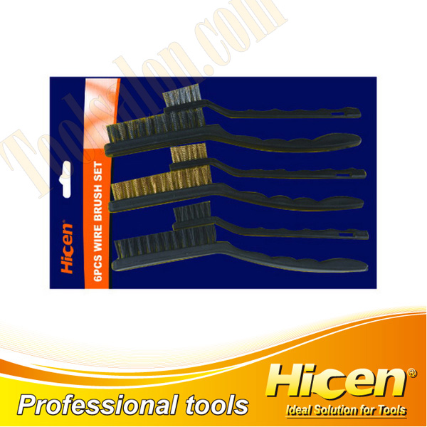 6 PCS Wire Brush Set with Plastic Handle