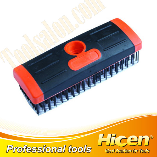 Black Steel Wire Brush With Bi-Color Plastic Handle