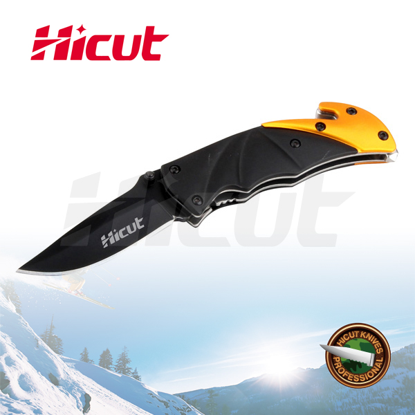 Black Coating Blade Liner Lock Folding Knife with Clip