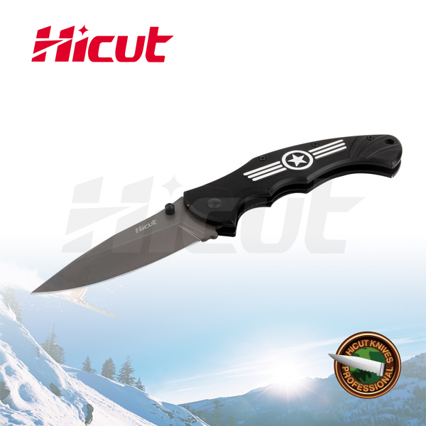 Black Coating Blade Liner Lock Folding Knife, Camping Knife With Clip