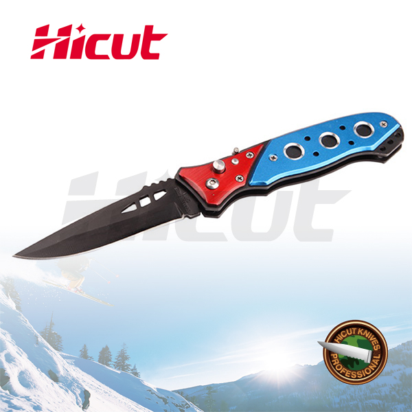 Black Coating Blade Linelock Pocket Folding Knife with Double color handle