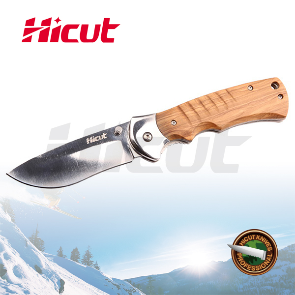 Hot Sale Folding Knife with Clip,Camping Knife Wooden Handle