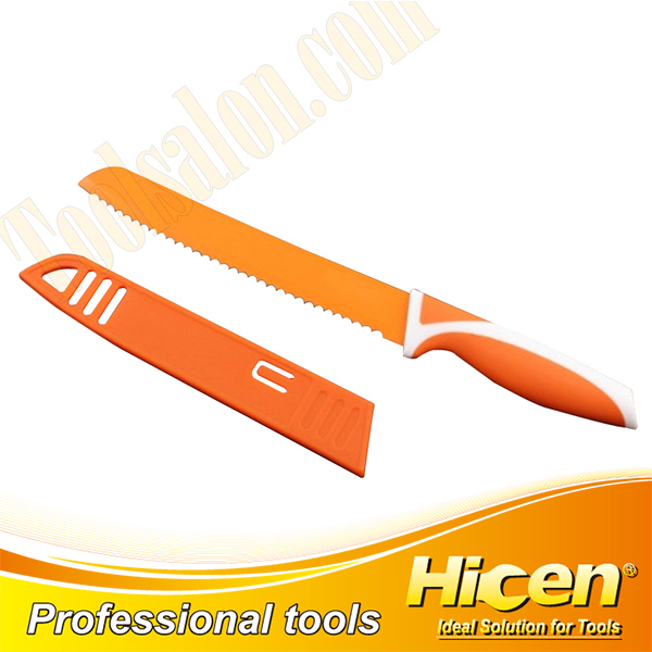 Stainless Steel Bread Knife with Rubber Plastic Handle