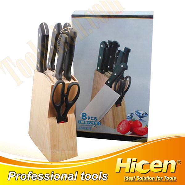8pcs Wooden Stand Kitchen Knives Set