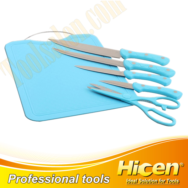 6pcs Soft Plastic Handle Kitchen Knives Set
