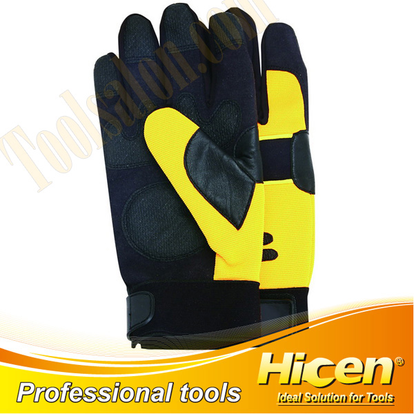 Micro Fibre Palm Sheep Leather Knuckle Mechanic Gloves