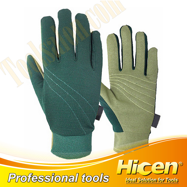 Green Synthetic Leather Garden Gloves
