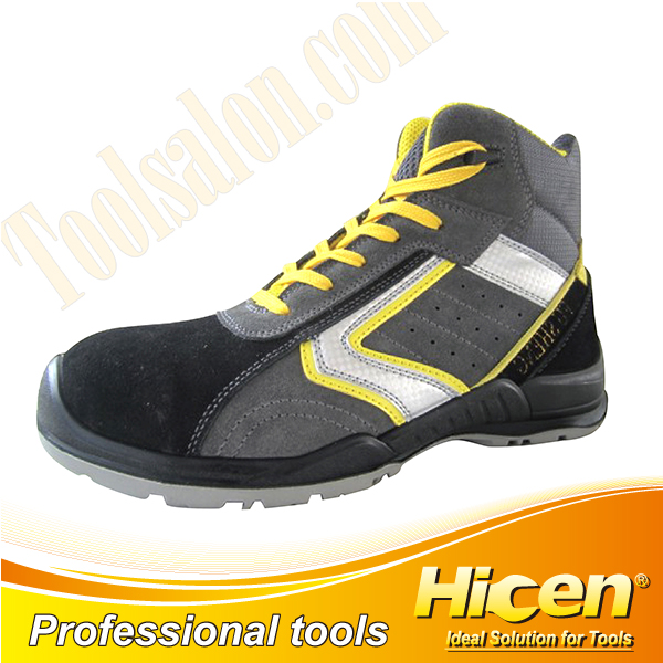 Grey Suede Leather PU Safety Shoes