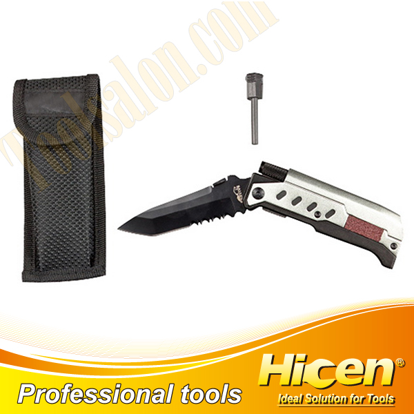 Outdoor Camping Knife with LED Light and Fire Starter