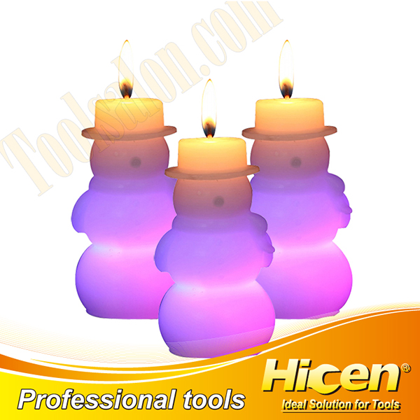 Christmas Snowman LED Color Changing Candle With Real Flame
