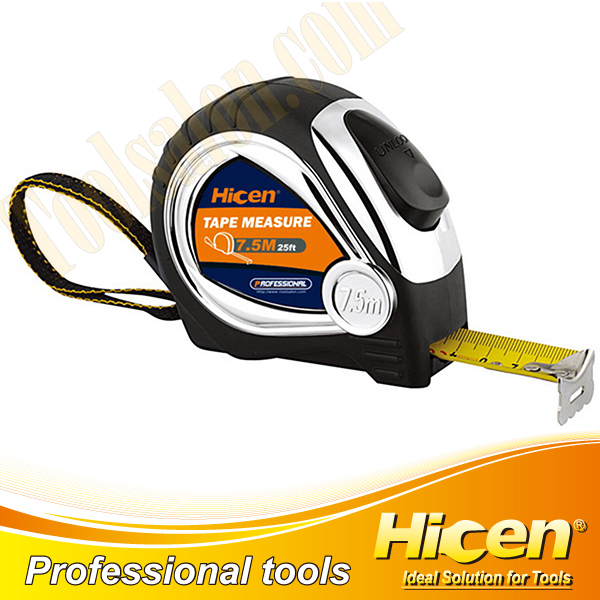 7.5M High Quality Self-locking ABS+Rubber Case Measuring Tape