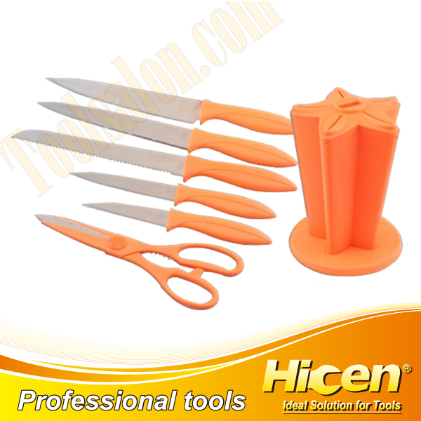 7pcs Orange Star Shape Stand Kitchen Knives Set