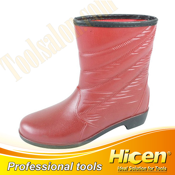 Red Imitation Leather PVC Lady Rain Boots